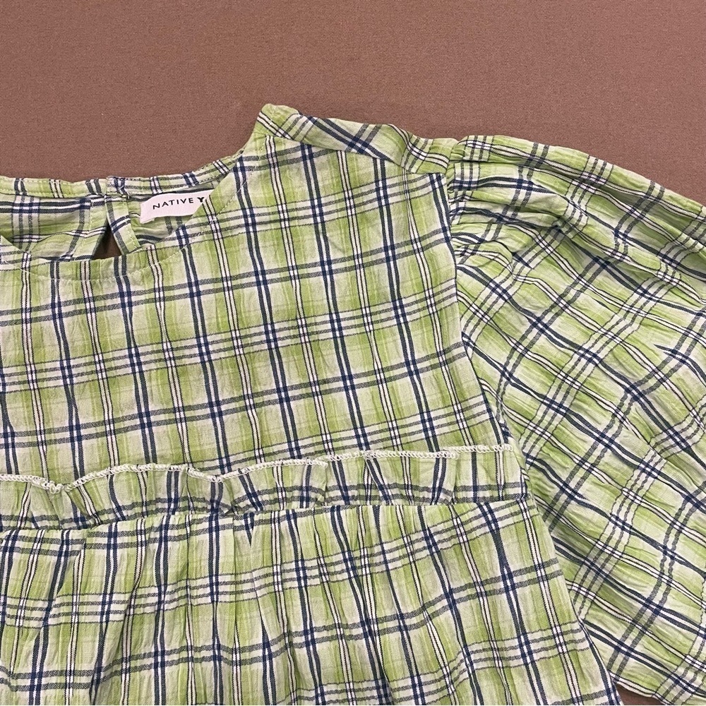 Native Youth Women’s Plaid Textured Top With Open Back Detail Size XS - Picture 3 of 12